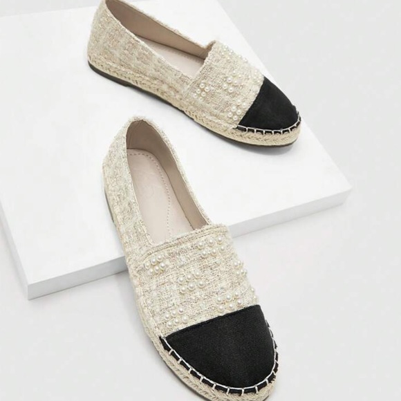 Destination Collection Women Faux Pearl Decor Espadrille Flats - Picture 1 of 4